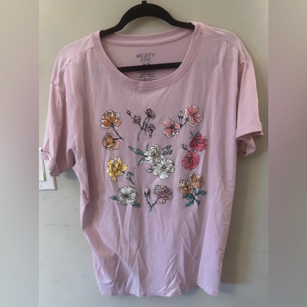 Mighty Fine Light Pink Short-Sleeve Tee with Floral Graphic